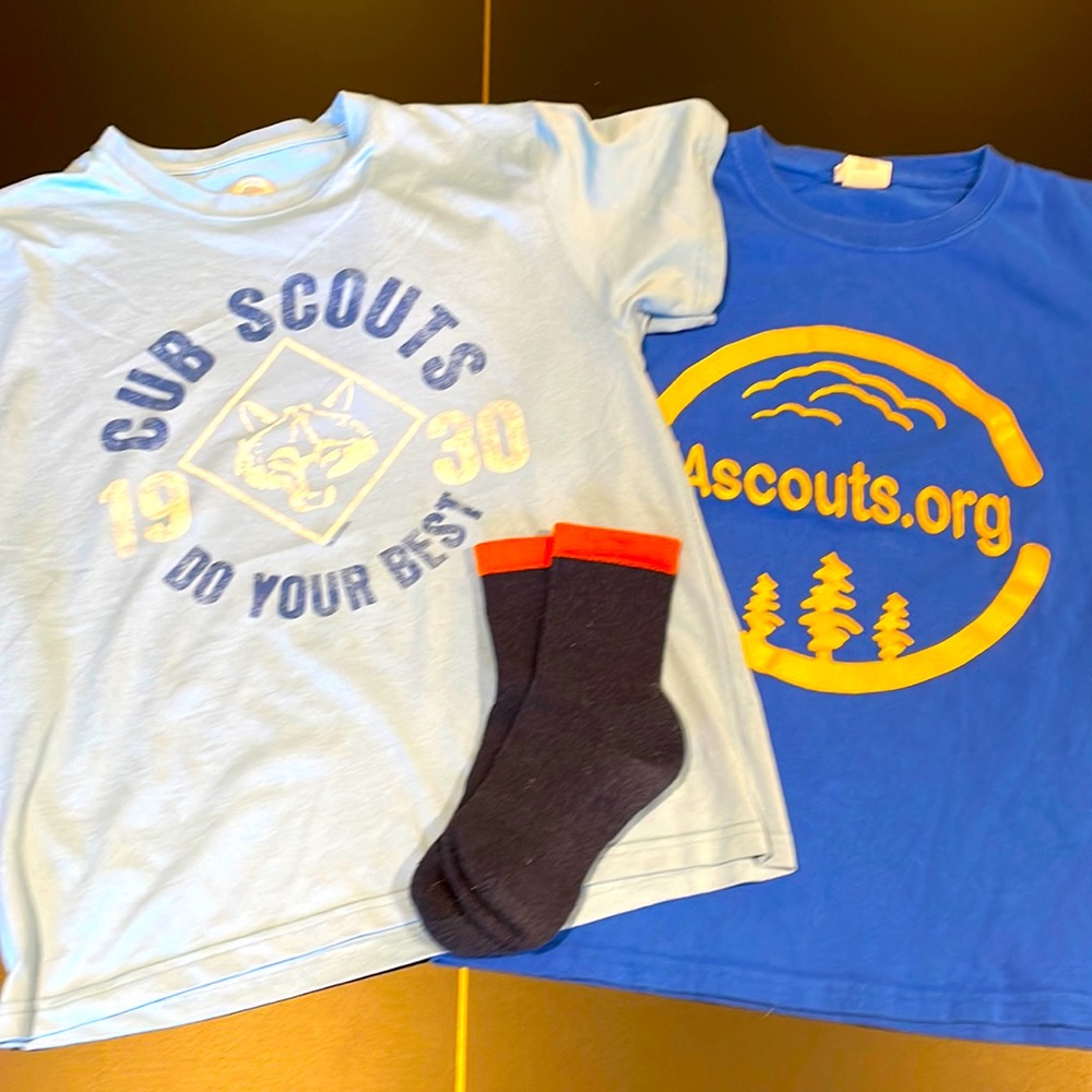 Set of Two Medium Boy Scout Tees & Pair of Socks